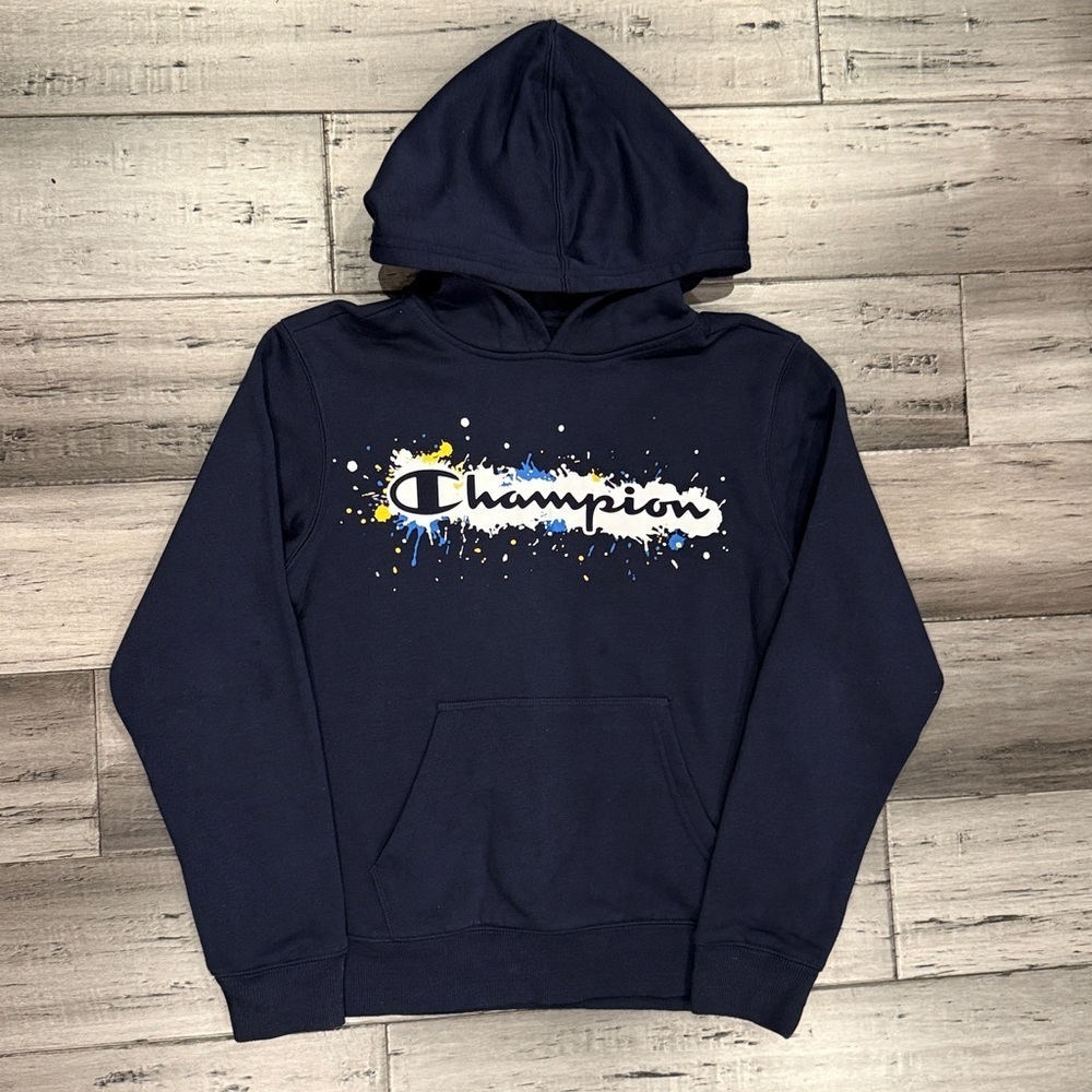 NWOT, Champion Dark Blue Hoodie with Graphic Logo